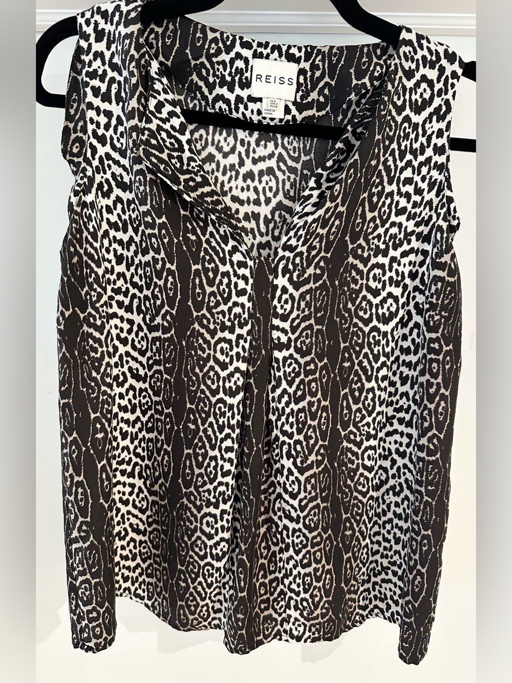 Reiss Stina 100% Silk Leopard Print Sleeveless Blouse US 2